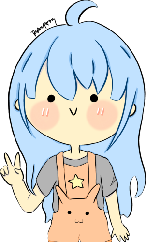My drawing of myself that I created in 2022, when I still had my blue hair.